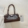 Vintage Retro Leather Baguette: High-capacity Lock Briefcase Handbag