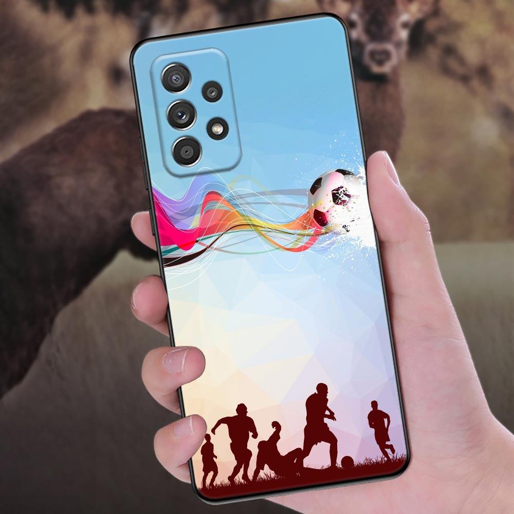 Fire Football Soccer Ball Phone Case For Samsung Galaxy A57 A56 A37 A55 A36 5G A26 A54 A52 A35 A34 A25 A17 A16 A15 A07 A06 Cover