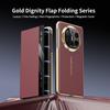 Business Retro Smart Leather Galvanized Gold-toned Case For Huawei Mate X6 X5 X3 Shockproof Built-in Magnetic Lens Protect Cover