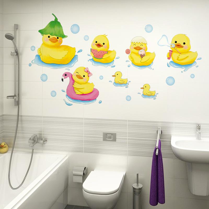 Cartoon Animal Little Yellow Duck Wall Sticker Bathroom Wall Decoration Waterproof and Moisture-proof Sticker Self Adhesive Wall Decals