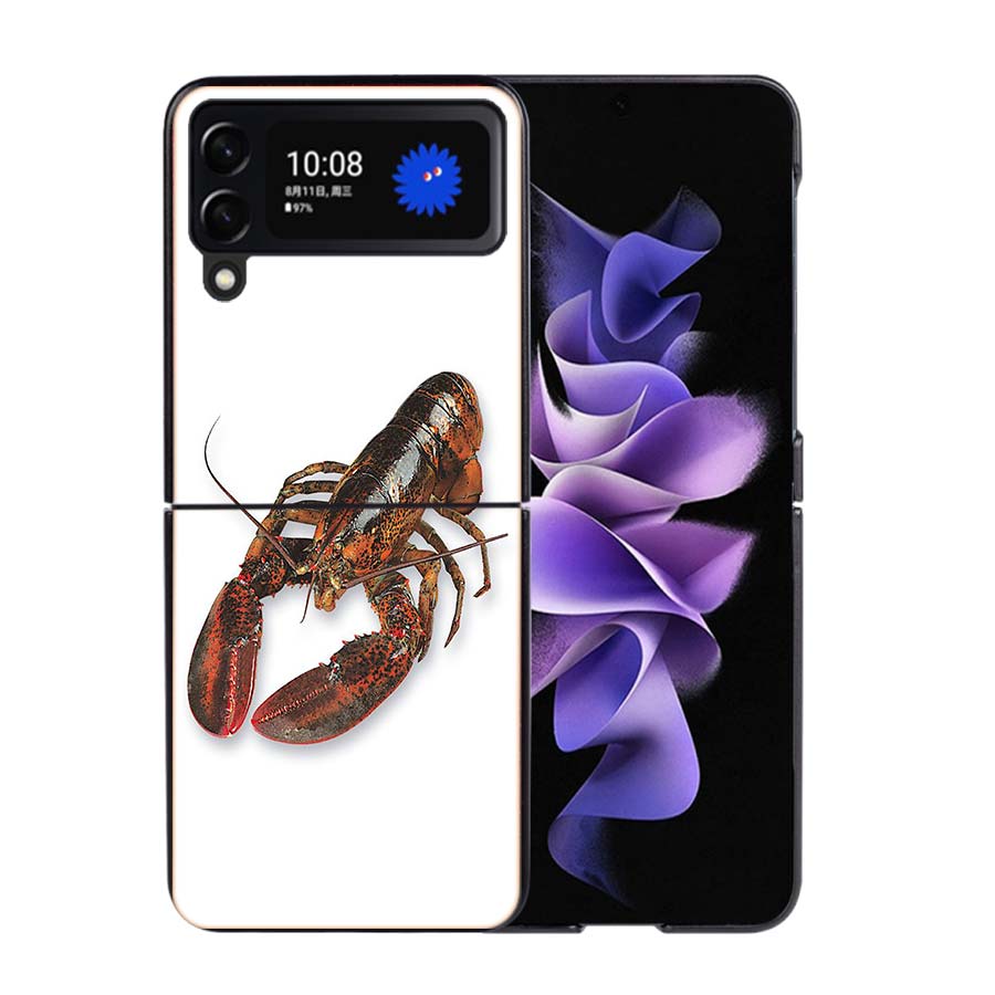Live Lobster Phone Case For Samsung Z Flip 7 6 5G Galaxy Z Flip4 Z Flip5 Z Flip3 Coque Black Hard PC Shell Protective Cover