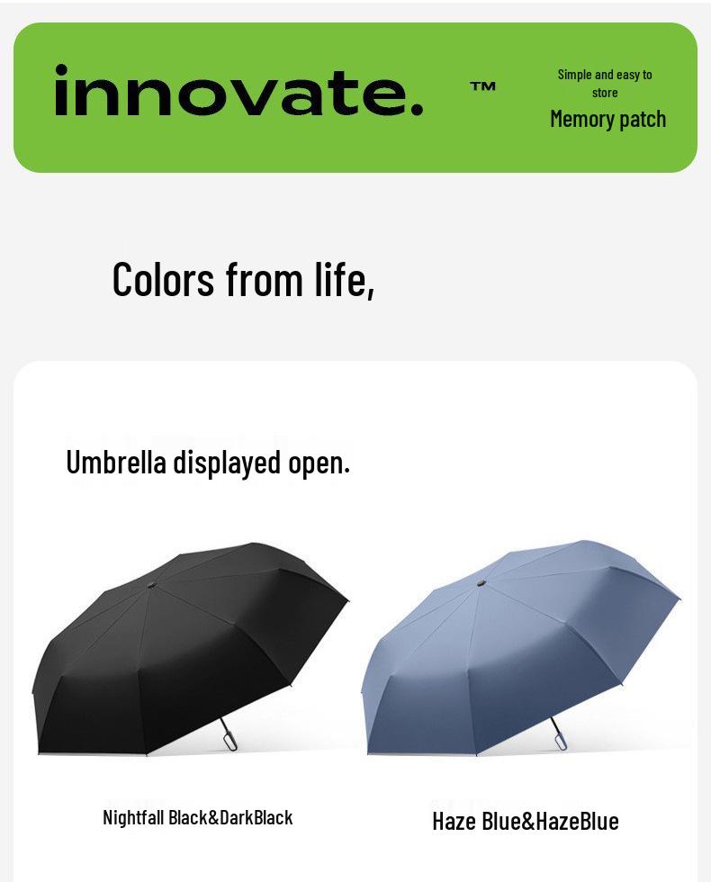 Hand-Opened Dual-Use Umbrella with Memory Patch: Easy to Fold, Store, and UV-Protected for All-Weather Use.