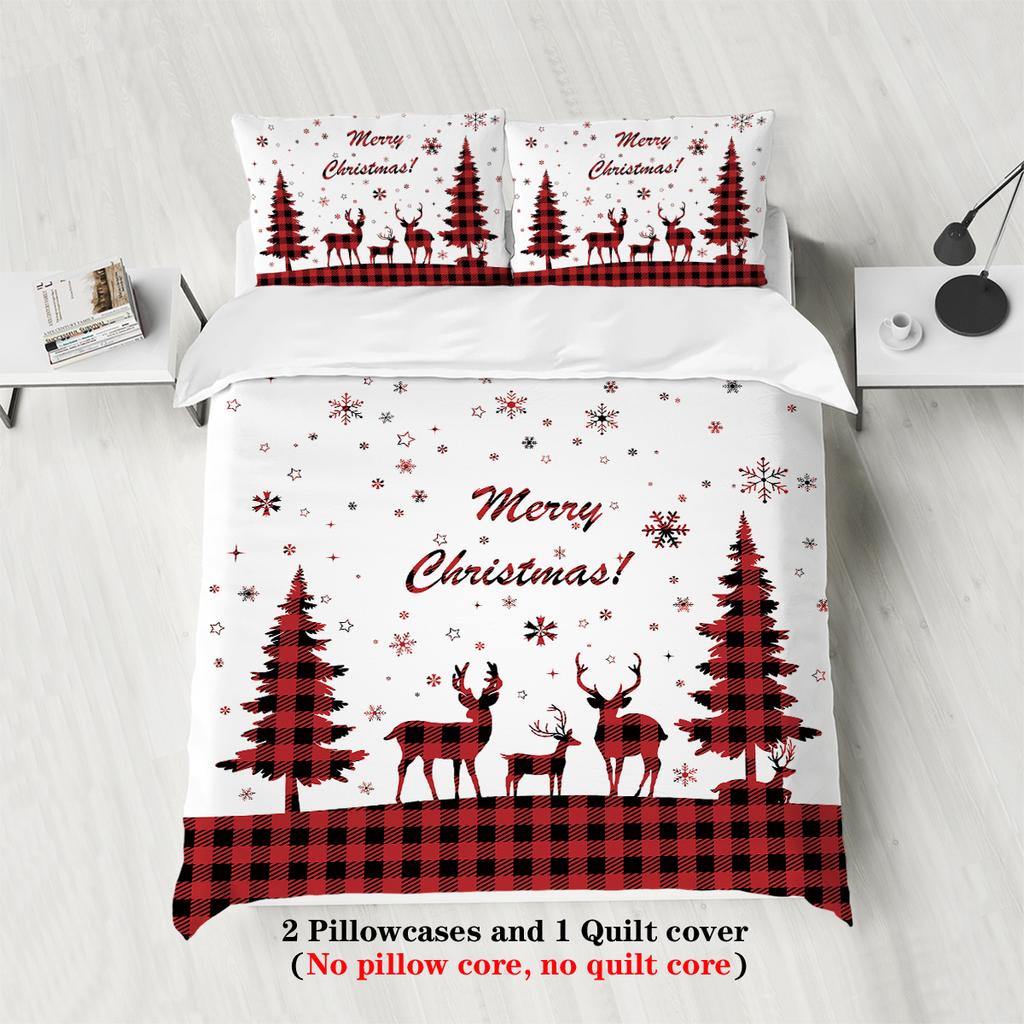 3pcs Merry Christmas themed pattern bedding set, Christmas tree, for teenagers and adult's bedroom, a Christmas gift