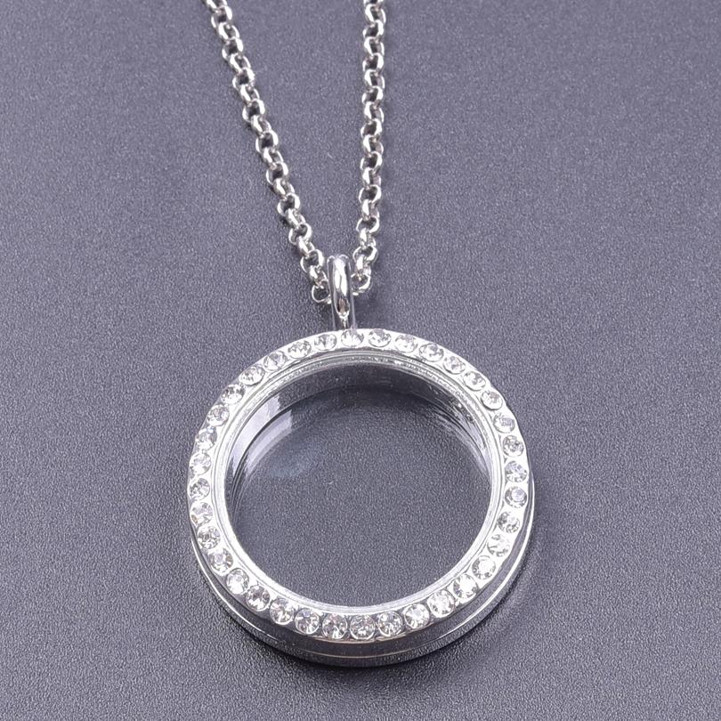 25/30/35/40 mm Locket Pendant Necklace For Women Men Accessories Rhinestone Cage Floating Locket Charms Necklaces Chain On Neck