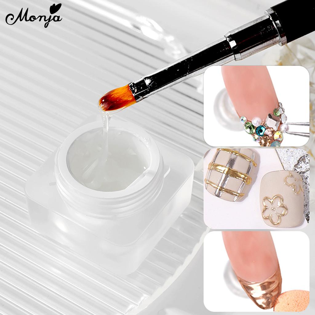 monja 5Pcs/Set Nail Art Set Magic Mirror Powder Semi Solid Magic Molding UV Glue 2Pcs Sponge Brush Manicure Design Tools