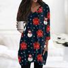 Womens Tops V-neck 3/4 Sleeve Blouses Casual Mid-length Shirts Fashion Christmas Print Tunic Tops With Pockets