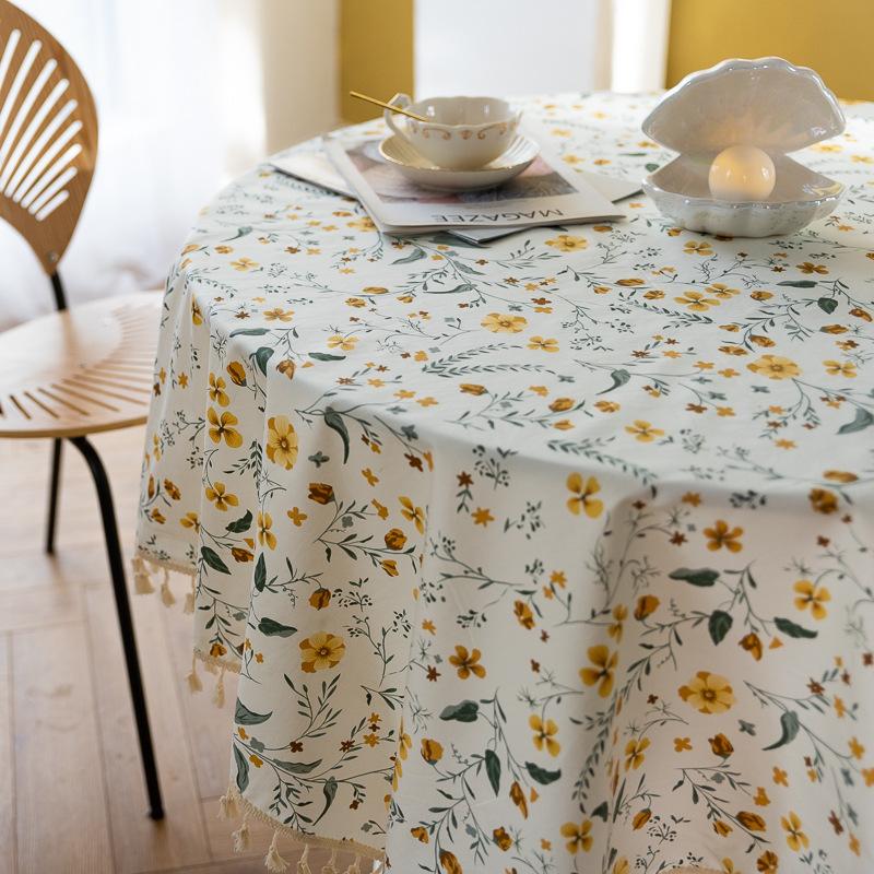 Liusu Cotton Linen Table Cloth Japanese Printed Cover Cloth Korean Floral Rectangular Tablecloth