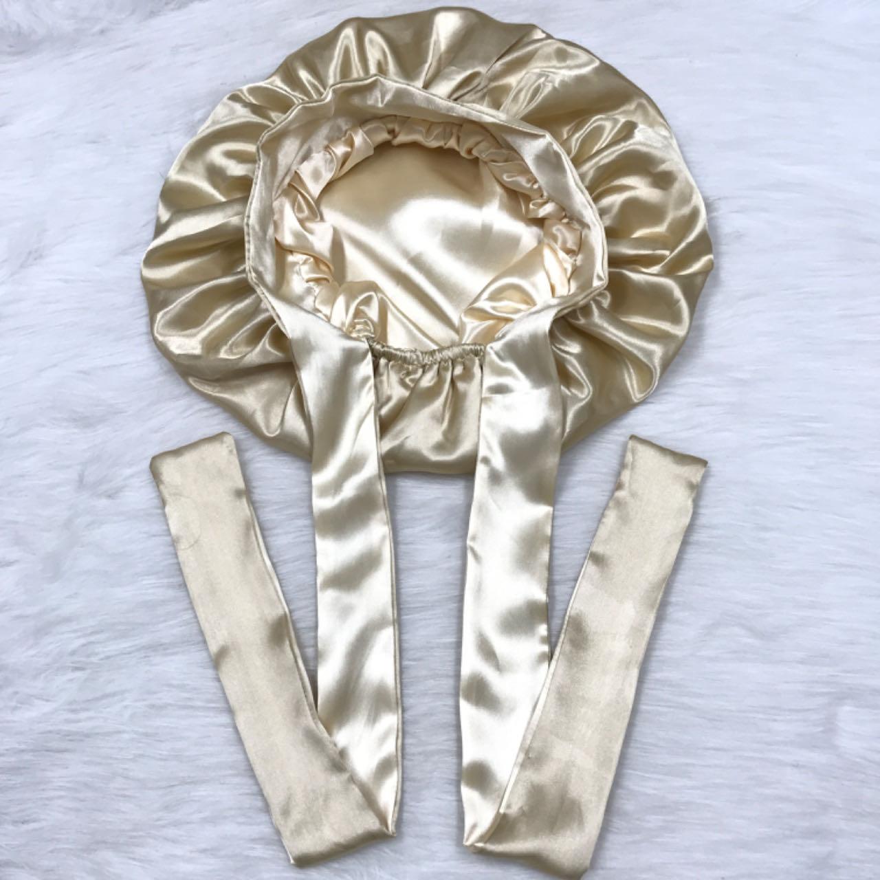 Best Selling Double Layer Bonnet with Long Tie Hair Bonnet Satin Silk Bonnets Price High Quality
