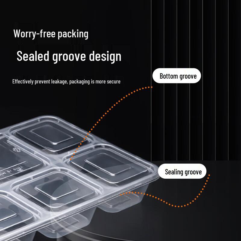 Disposable 5-Compartment Microwaveable Meal Prep Containers