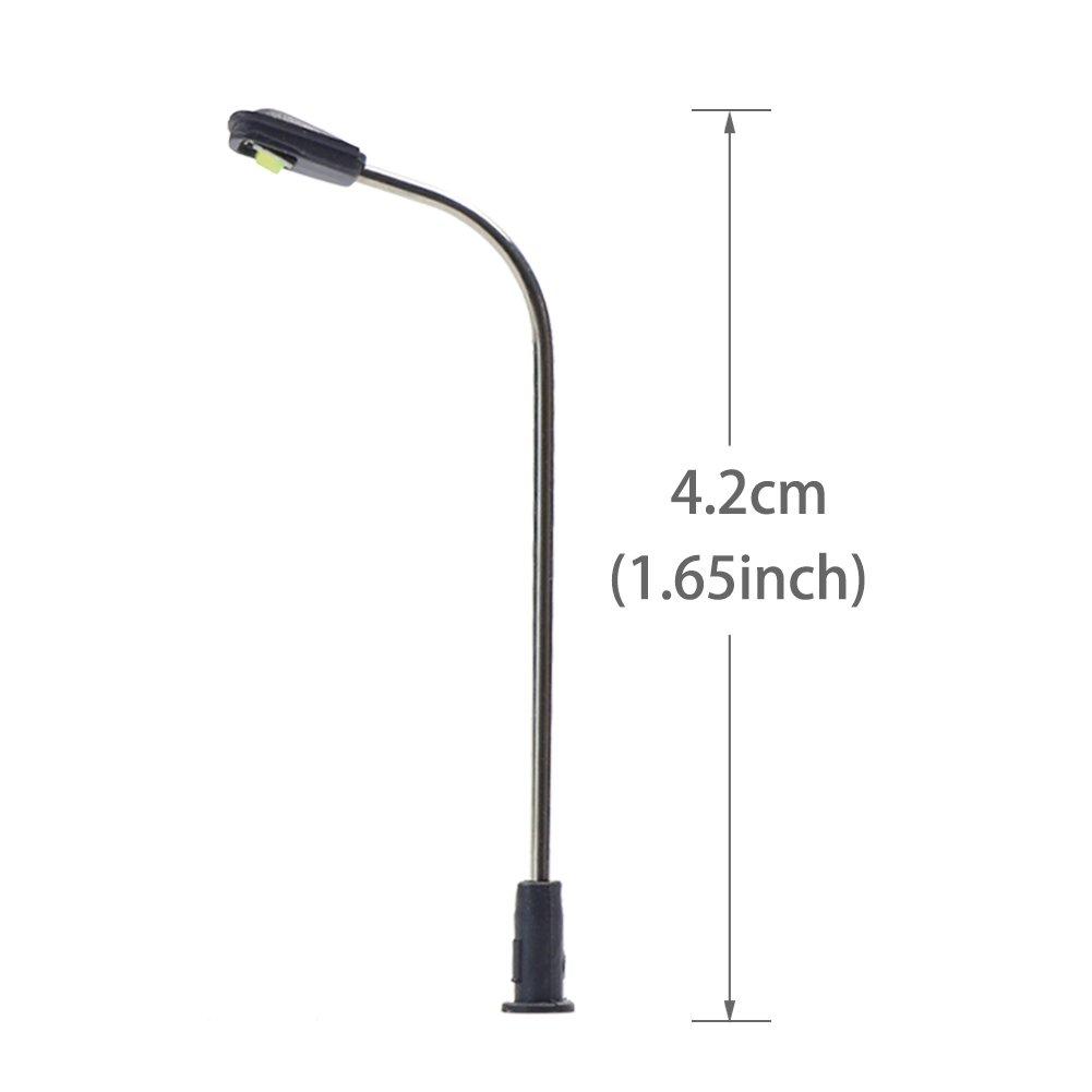 LED Street Warm Ideal for Model and Scenery Educational DIY Projects 10-Pack Lights, White, 42mm, 1150-1220 Scale, Trains, Buildings, Dioramas,
