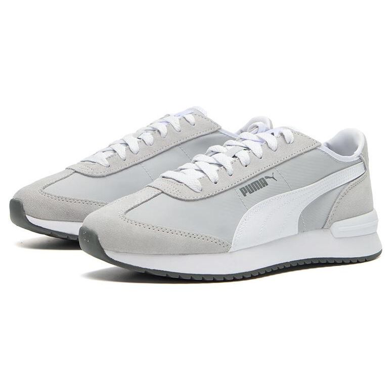 Puma R78 Fabric Cow Split Leather Synthetic Comfortable Shock Absorbing Wear Resistant Low Top Casual Shoes Unisex Casual Shoes Silver White 392901-08