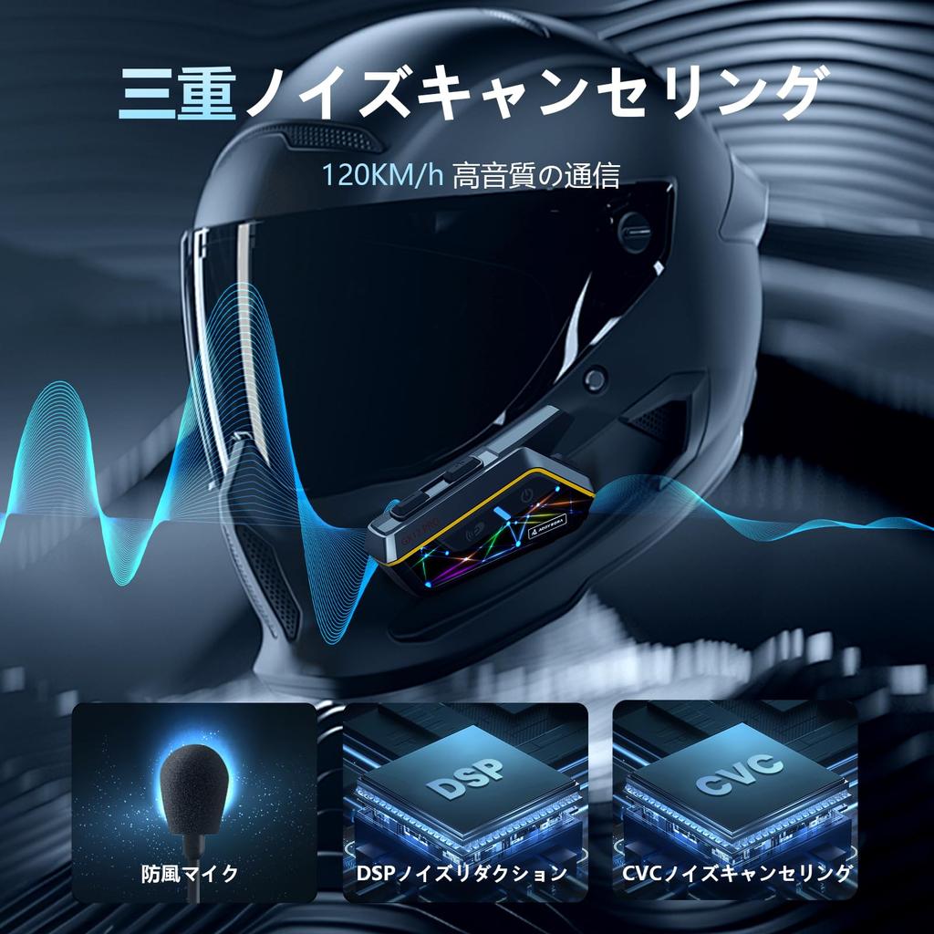 AOOYSORA GX12 PRO Motorcycle Simultaneous Bluetooth 2000M Call Automatic DSP CVC Noise Music Sound IP67 FM Fast Japanese Guidance Instruction LED