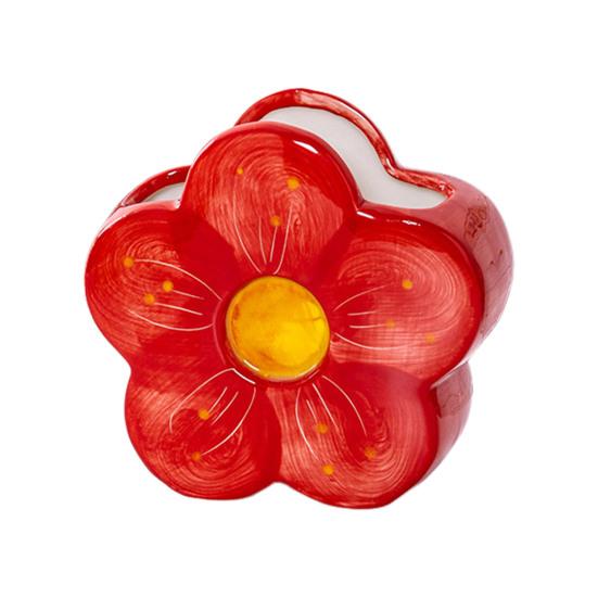Ceramic Flower Pen Holder Cute Desk Office Storage Box Stationery Shelf Multifunctional Aesthetic Desktop Organizer for Makeup Tools Rulers Brushes