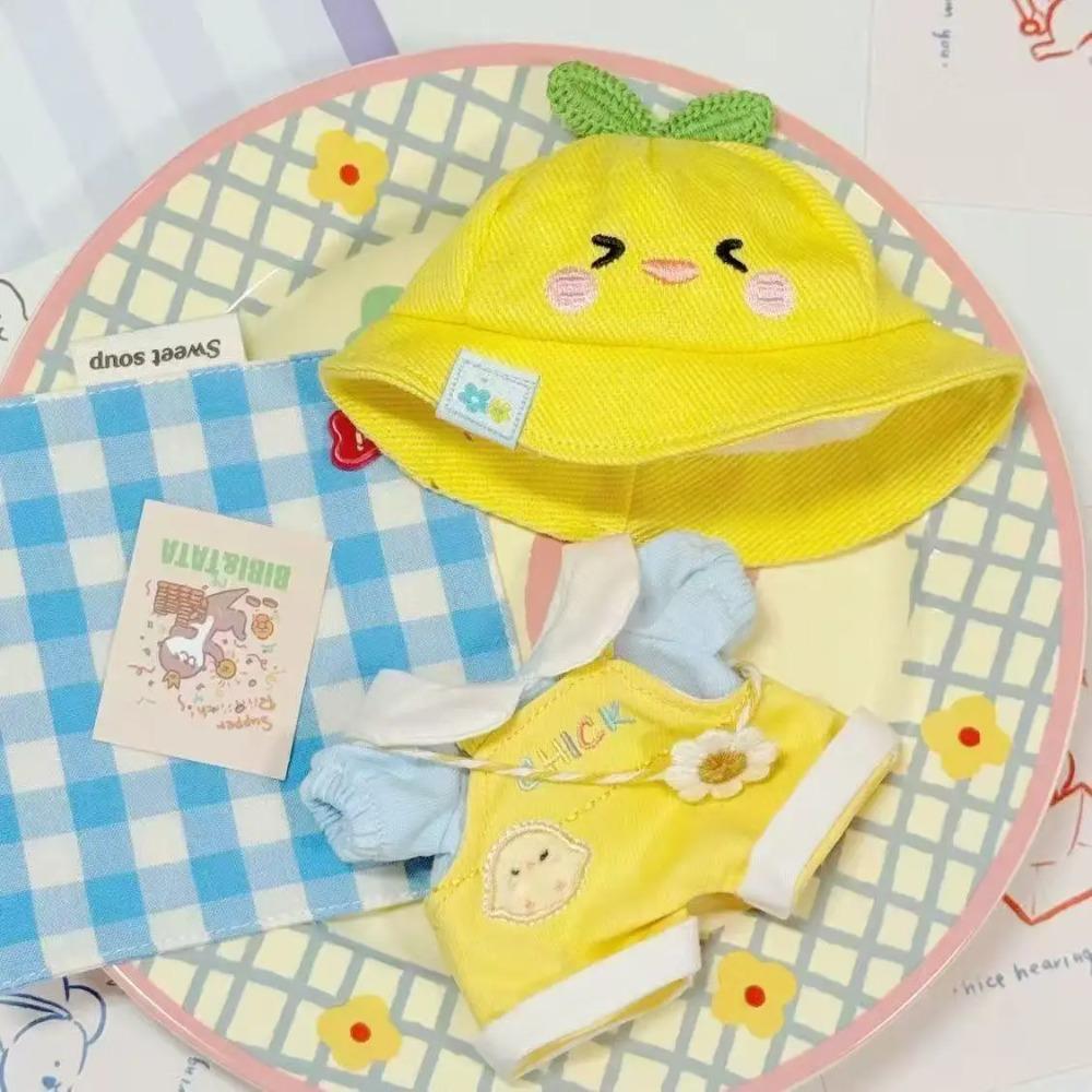 10cm Doll Clothes Spring Kindergarten Uniform Set, Cute Cotton Plush Doll Outfit, Adorable Overall Pants Gift for Kids красный