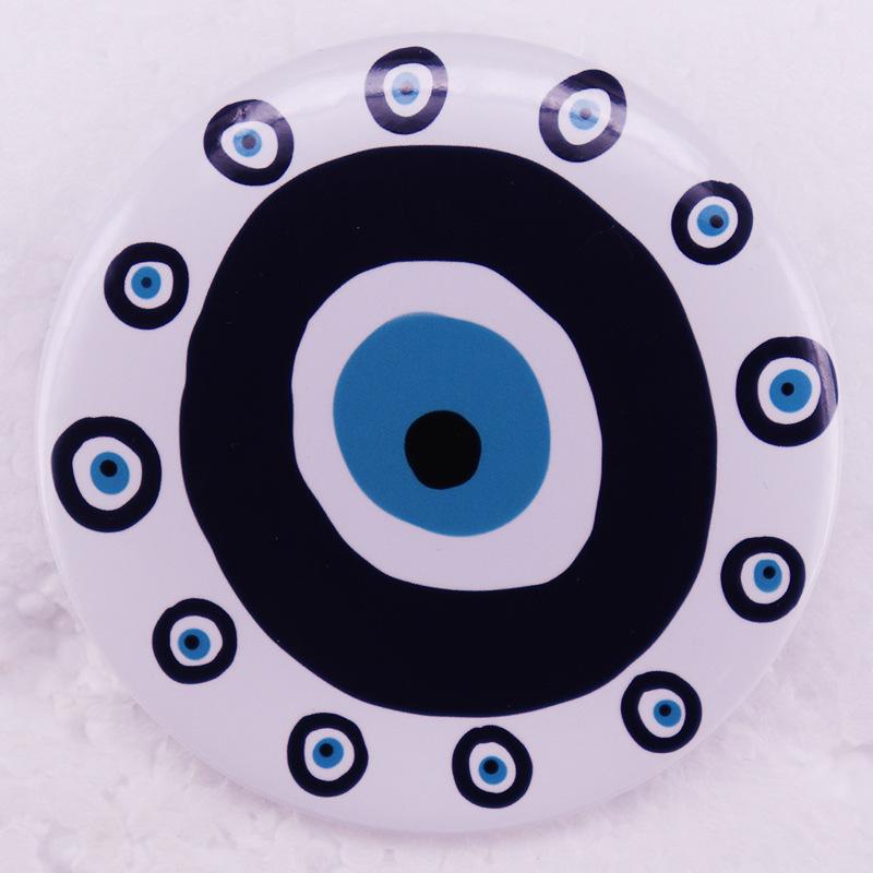 Blue Devil Eye Tinplate Brooch Badge
