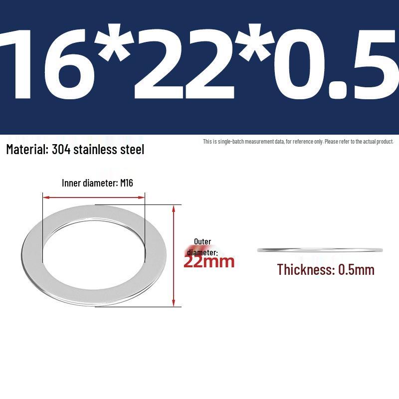 304 Stainless Steel Ultra-Thin Flat Washers - Available in Thickness: 0.1mm, 0.2mm, 0.3mm, 0.5mm