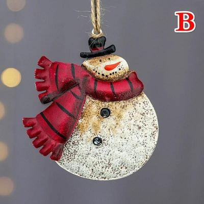 Christmas Style Wrought Iron Pendant Santa Claus Snowman Ornament Christmas Tree Fashion Accessories Home Party Decoration