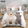 Comforter Cute Baby Cat White Black Kitten Bedding Set 3D Printed Suitable For Bedroom Kids Home Textile