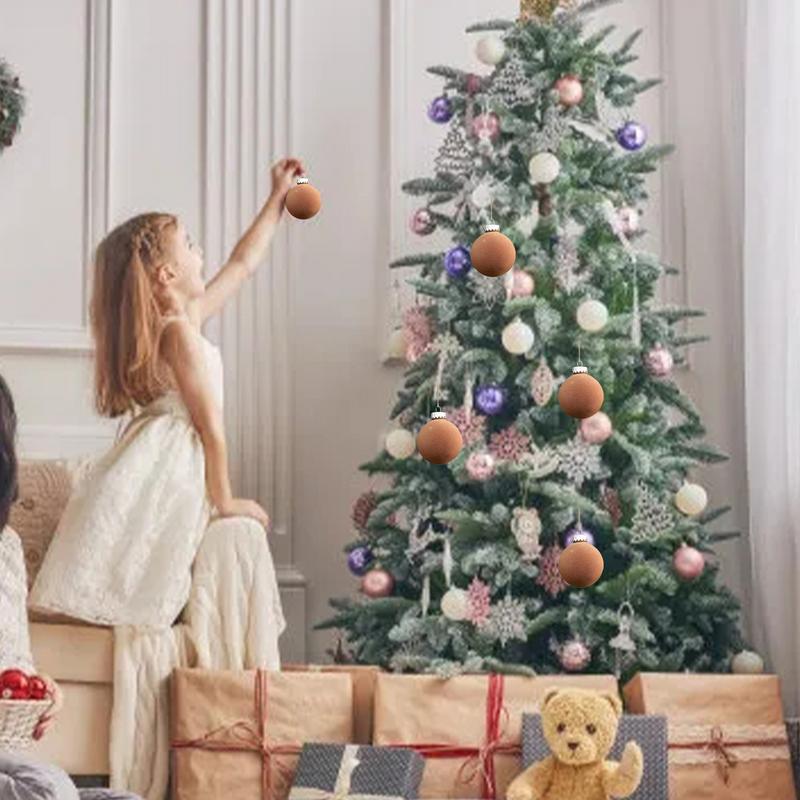 Beflockte Kugeln für Weihnachten 12 Stück Weihnachtsfeier-Kugeln Modische Anhänger Baum-Anhänger für Weihnachtsfeier Hochzeiten Feiertage