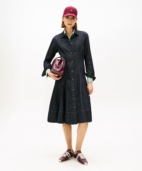 TOMMY HILFIGER Long Sleeve Flare Denim Dress (T22G0Tdr033Wt21Ap)