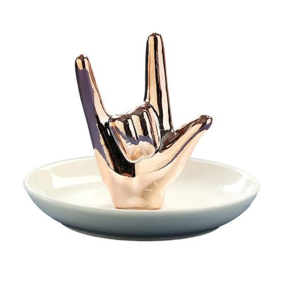 

Керамічний піднос для прикрас Я ЛЮБЛЮ ТЕБЕ Тримач для каблучок, сережок, намист, браслетів Декоративний органайзер для прикрас Домашній декор рожевий колір золота