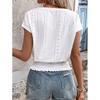 2026 Spring/Summer Jacquard Solid Color Round Neck Ruched Hollow Batwing Short Sleeve Women's T-Shirt for Commuting