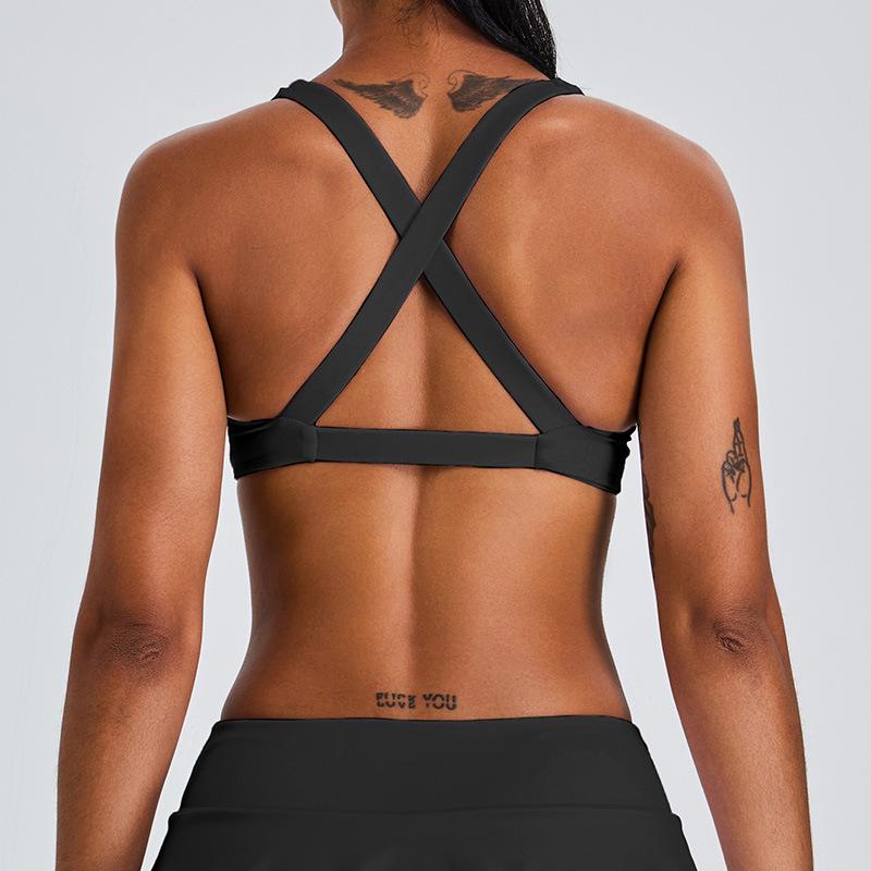 New Sports Bra For Women, Sexy Cross Back Sports Vest With Chest Cushion, Wearing Fitness Suit Top