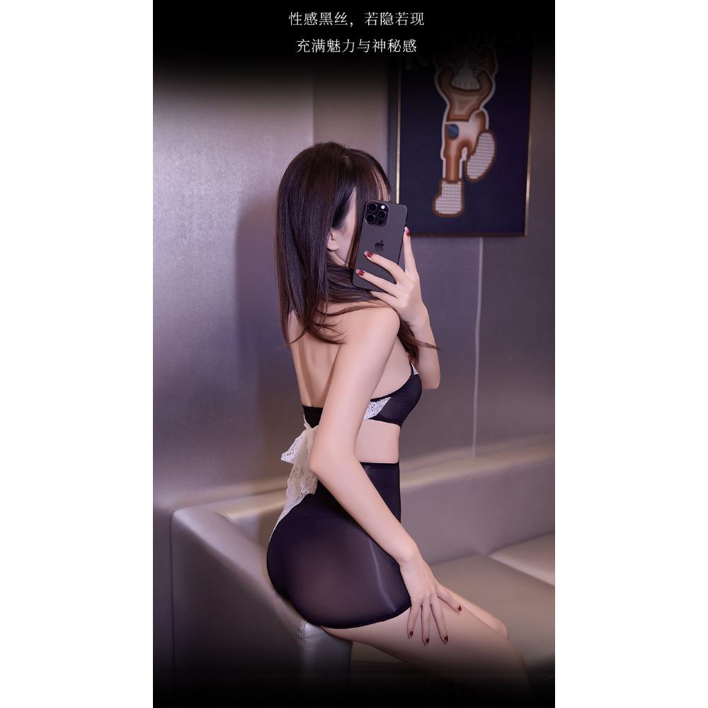 Hollow Waist Sexy Lace Belly Pocket Oily Hip Skirt Thin Temptation Suspender One-piece Horse Oil Stockings Sexy Underwear