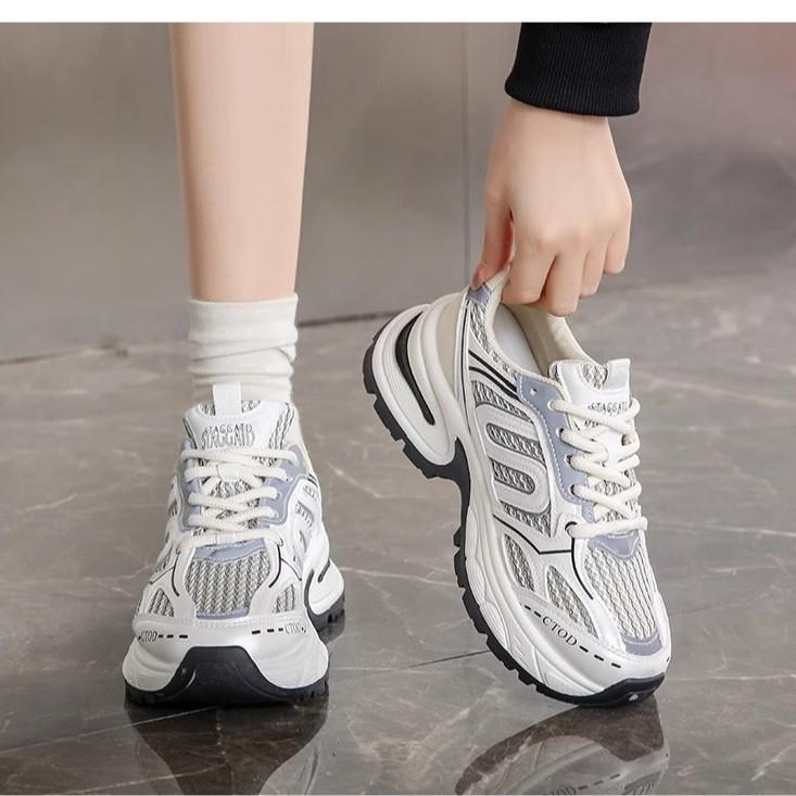 European Station Thick-soled Heightening Dad Shoes Women's Ins Tide Explosion Versatile Super Fire Fashion Casual Shoes Genuine Leather Sports Shoes