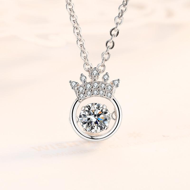 Trendy Pendant Necklace with Link Chain Silver Plated Women s Zircon Necklace Jewelry 16inches&Crystal Pendant Necklaces серебряный