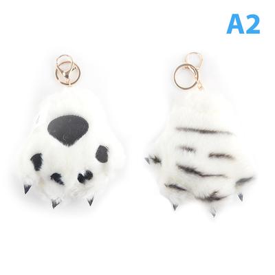 Simulation Tiger Paw Plush Toy Animal Pendant Leopard Keychain School Bag