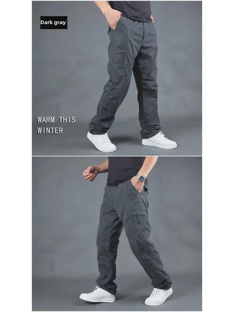 Herren Outdoor Winter Casual Multi-Pocket Fleece-gefütterte Cargohose