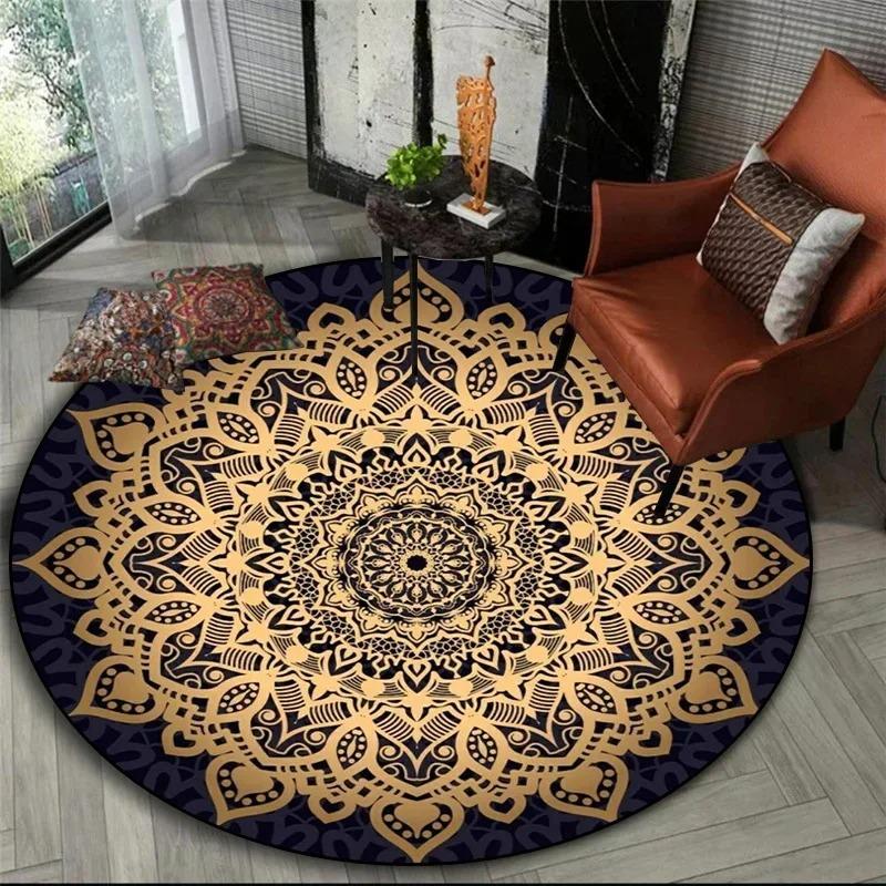Bohemian Mandala Round Bedside Rug For Hanging Basket Computer Chair Floor Mat Meditation Yoga Mat Home Decoration