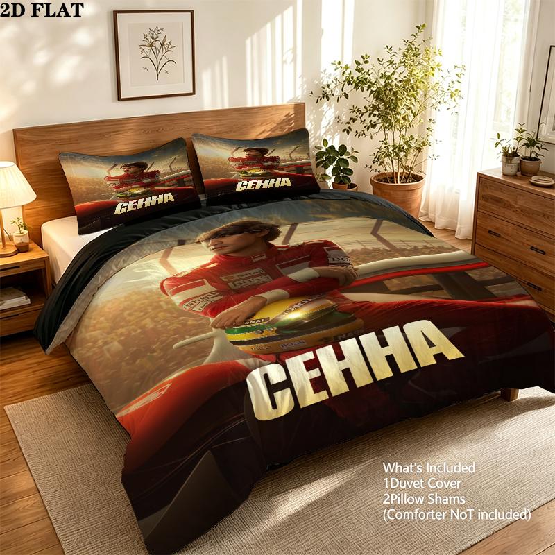 Ayrton Senna Bedding Quilt Set Quilt Cover Pillowcase Home Decoration Birthday Gift (1 * duvet cover + 2 * pillowcase, without core)