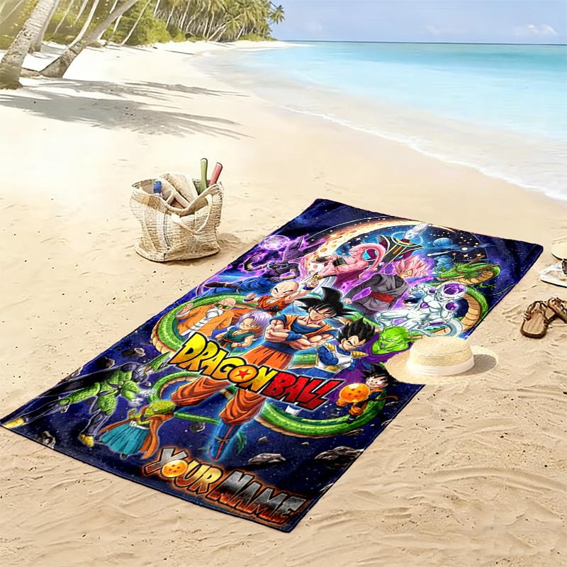 Name Custom Anime Dragonball Print Beach Towel, Large Soft Quick Dry Towel for Beach Camping Swimming