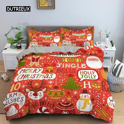 Vzor Santa Clause Ložní souprava Vánoční sob Povlečení pro děti Chlapci Dívky Povlak na peřinu Queen Polyesterový povlak na přikrývku