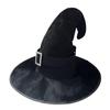 Sametový čarodějnický klobouk s tajemným knoflíkovým designem, široký okraj, jednobarevný, halloweenský cosplay klobouk, doplněk k čarodějnickému kostýmu