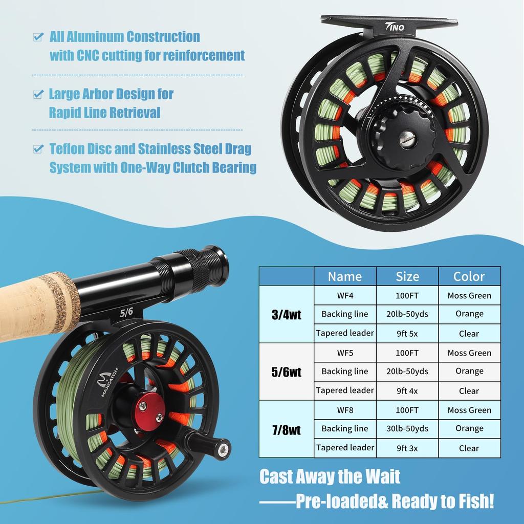 Maxcatch Set da Pesca a Mosca per Principianti con Canna e Mulinello Combo Extreme-X 6wt, 3-8wt (Set 9'0")