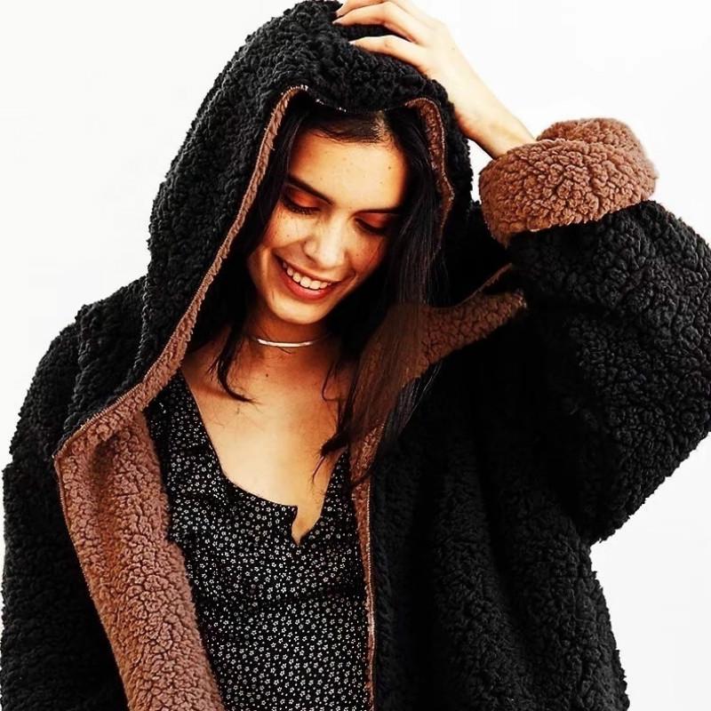 hooded fuzzy jacket