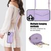 For iPhone 17 Case Card Holders RFID Blocking PU Leather + TPU Phone Back Cover with Shoulder Strap