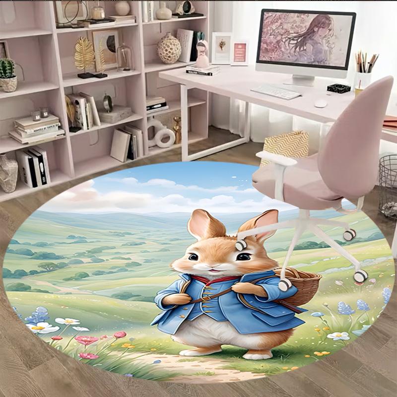 1pc Peter Rabbit2 Print Round Carpet Chair Round Carpet Suitable for Bedroom Living Room Home Decorative Carpet