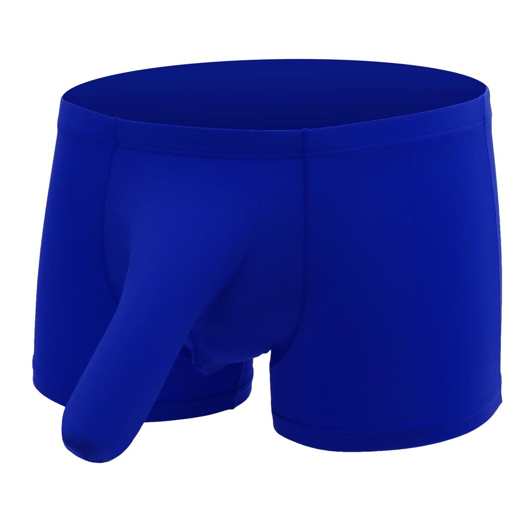 Men's Transparent Ice Silk Boxer Briefs with Elephant Trunk Design, Sexy Four-Legged Underwear.