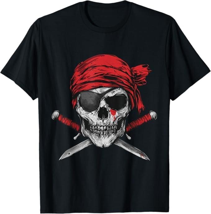 Pirate Flag Skull and Crossbones Skeleton Graphic T-Shirt S