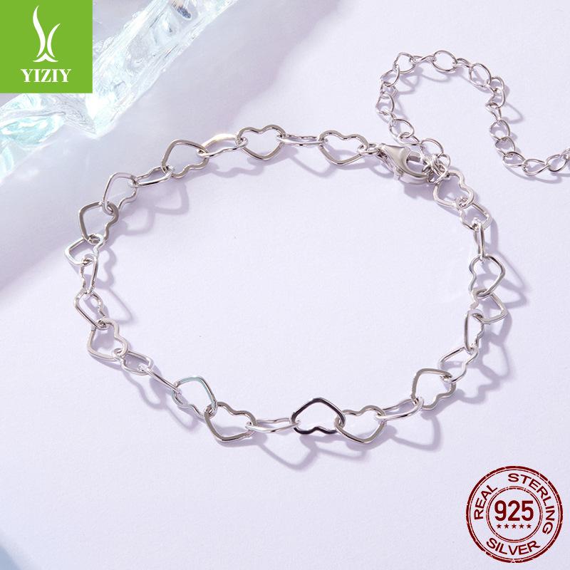 Simple Love Splicing Plain Silver Bracelet Men And Women Versatile Fashion S925 Sterling Silver Bracelet Jewelry