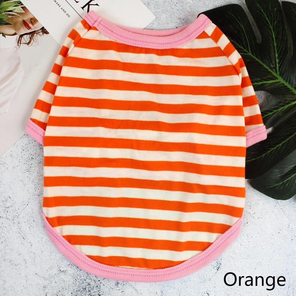 

Stripe Spring Dog T-shirt Soft Small Medium Dog Puppy Clothing Shirt Vest Printed Pet Dog Puppy Vest T-shirt Dog Cloth S оранжевый