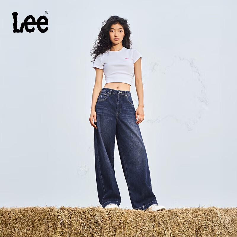 Lee Women's Mid-Dark Blue Wide-Leg Five-Pocket Jeans