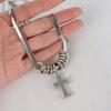 Cool hip-hop double-layer cross necklace autumn and winter new fashion design sweater chain unisex accessories