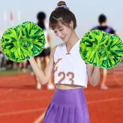 Cheerleading Metallic Pom Poms with Handle Vibrant Color Cheering Squad Hand Flower Pompoms
