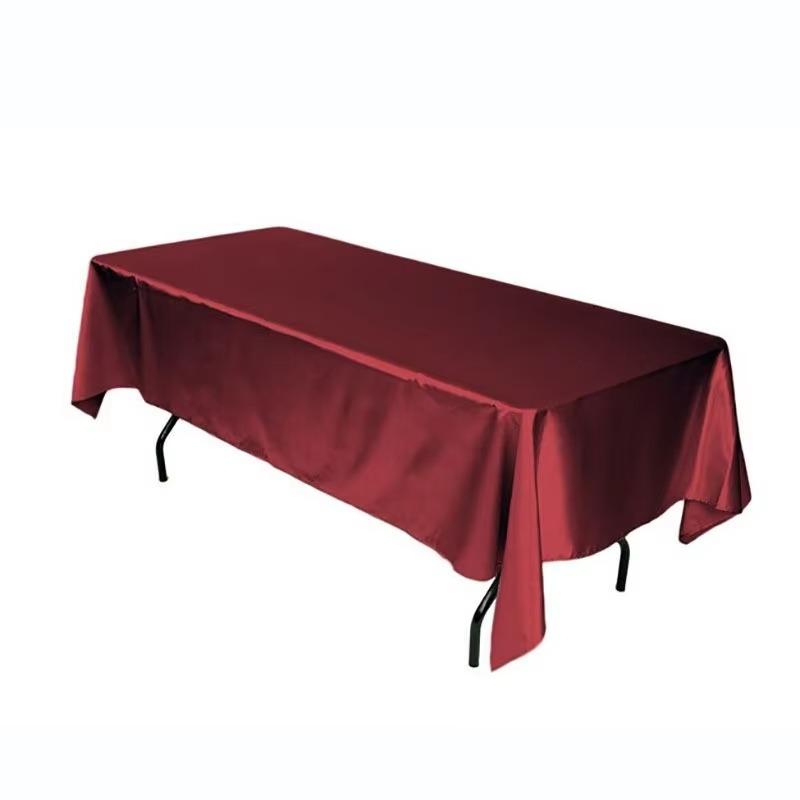 Tablecloth 1PCS Hotel Banquet Wedding Scene Solid Color Rectangular Silk Satin Cloth Table High-end Decoration