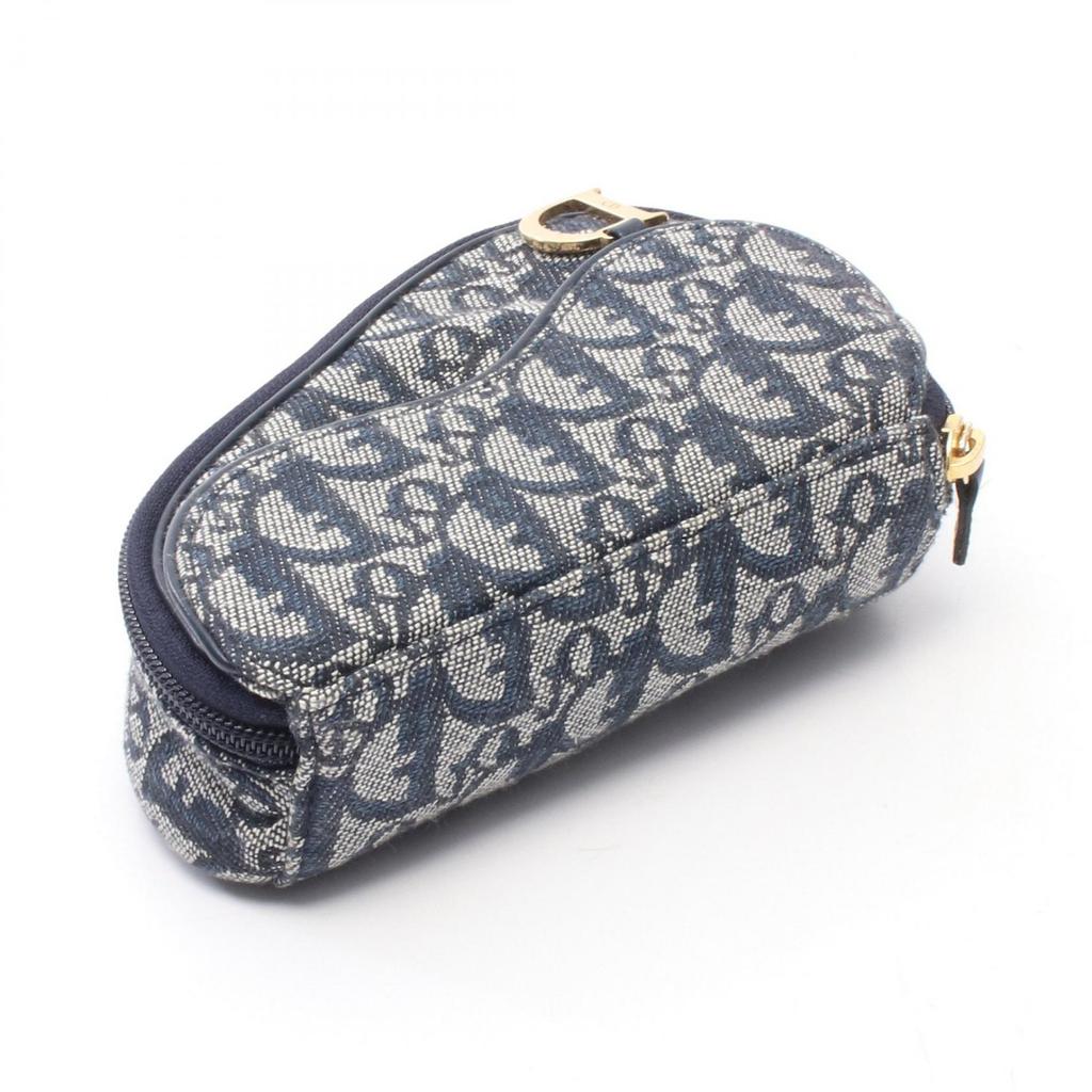 Used Dior Saddle Pouch Mini Trotter Pouch MC1928 canvas leather Navy Beige Used Women